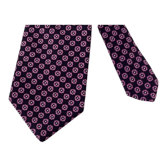 BROOKS BROTHERS MAKERS & MERCHANTS Pink Flower Silk Tie 58"-3.7" EC - Picture 6 of 7